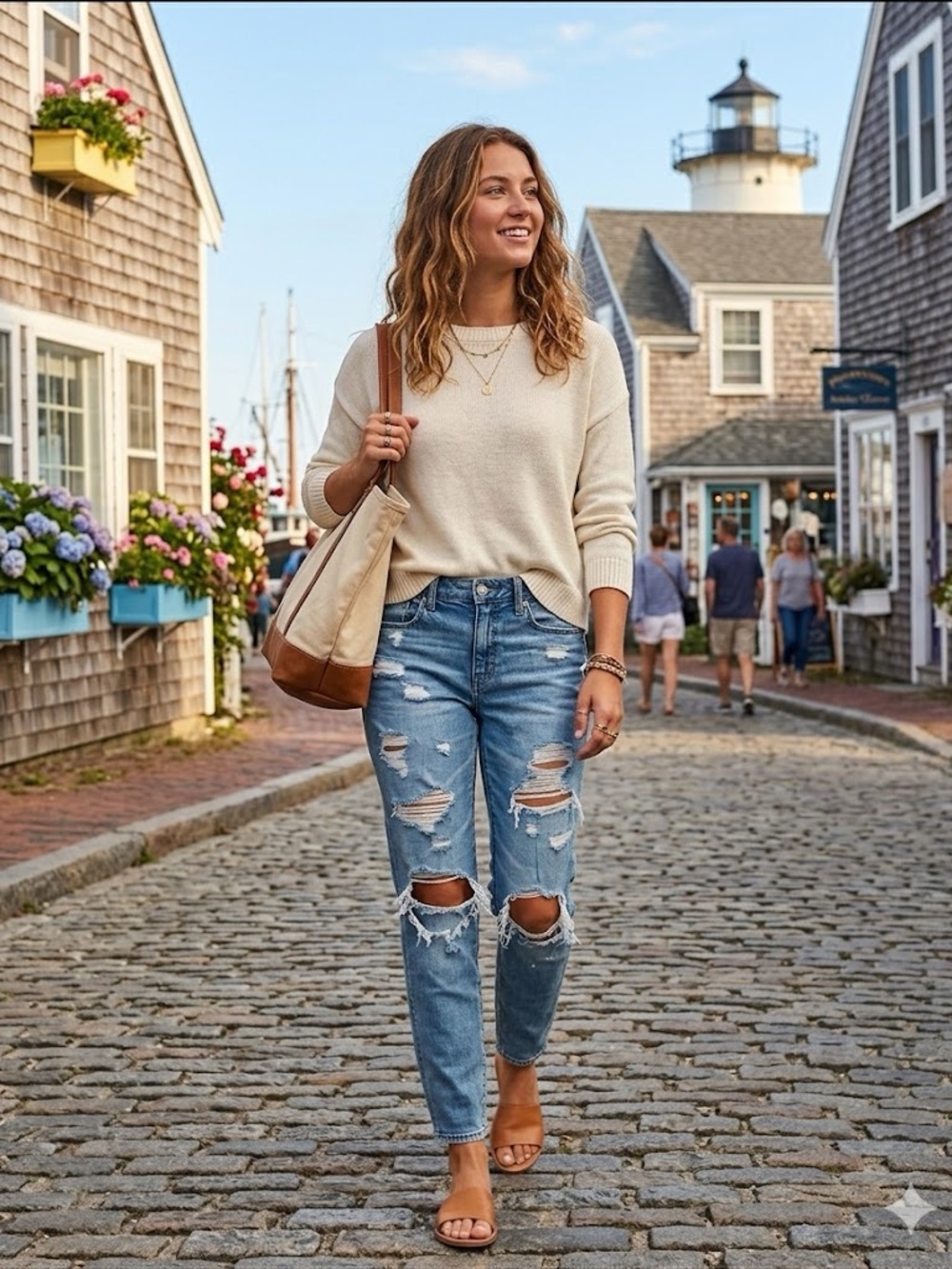American Eagle Light Blue Distressed Hi-Rise Tomgirl Mom Jeans
